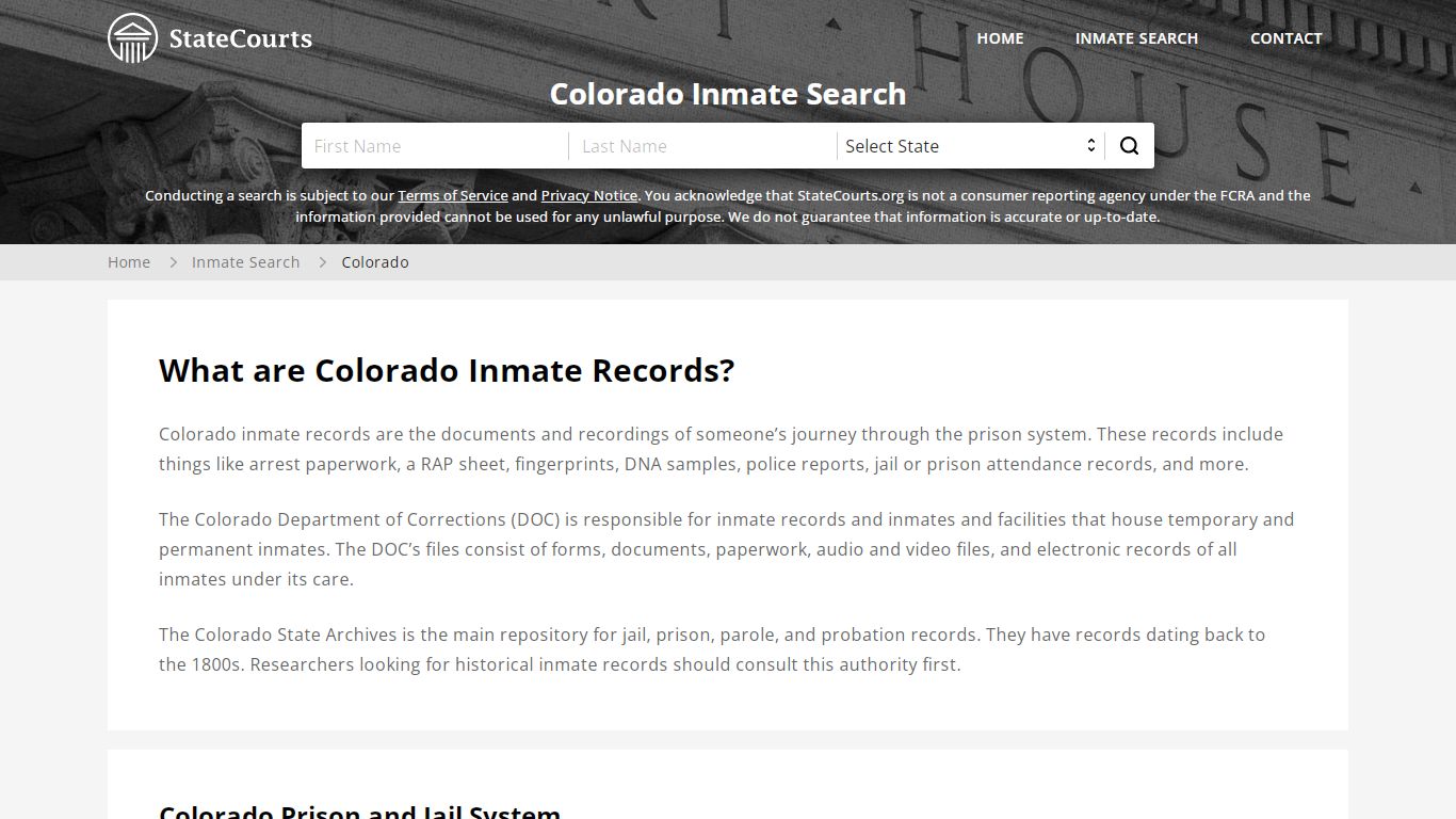 Colorado Inmate Search, Prison and Jail Information ...